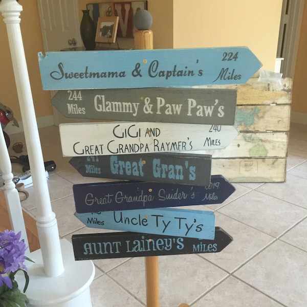 Long Distance Writing Sign Wooden Signs With City and Distance, Personalized Hand Painted ...