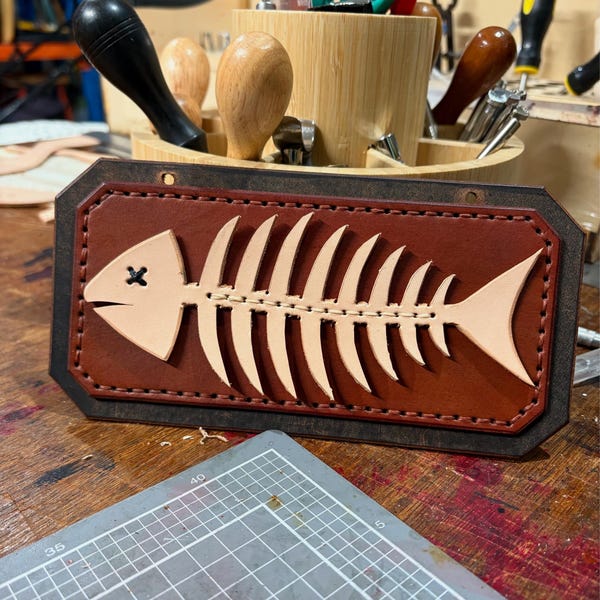 Fishbone Key Holder Leather Pattern - PDF & DXF Template - Video ...