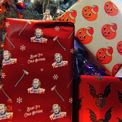 Jolly Jack-o-lantern Christmas Wrapping Paper Gift Wrap Creepmas Gift ...