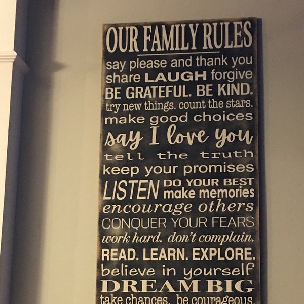 Family Rules Wood Sign, Personalized Family Rules, Large Wood Sign ...