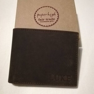 Personalised Handmade Black Buffalo Leather Wallet Custom 