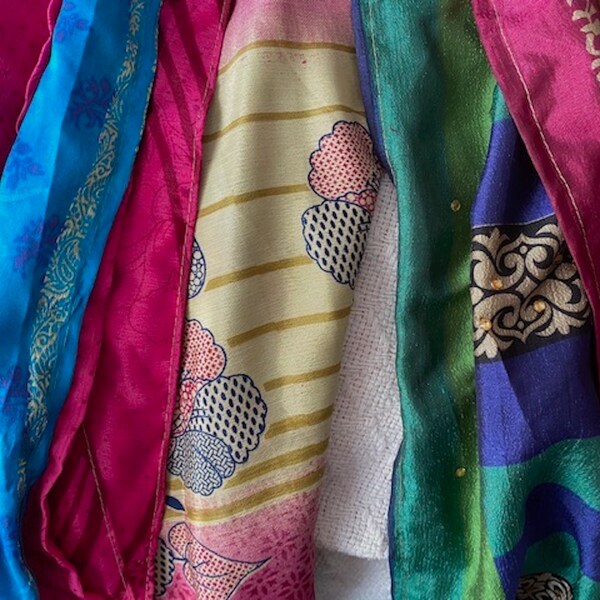 5 Pc Indian Vintage Silk Skirts Women Wrap Bohemian Skirt Gypsy Hippie ...