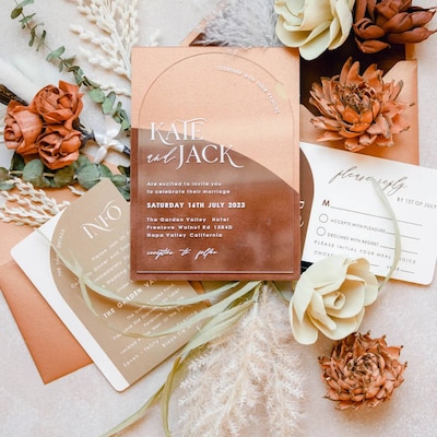 Arch Acrylic Wedding Invitations, Luxury Terracotta Wedding Invites ...