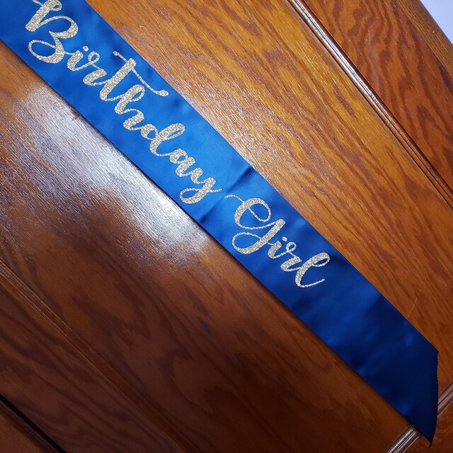 Light Blue Birthday Girl Sash With Rhinestones - Satin Party Sash For Teens & Women