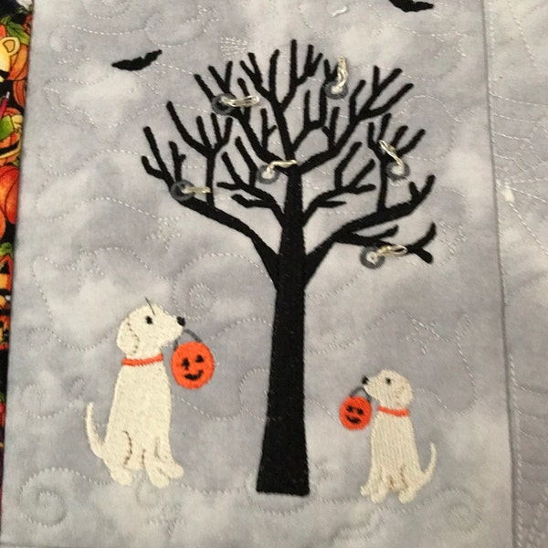 Halloween Dog Holding Jack O Lantern Candy Basket Mini Fill Stitch ...