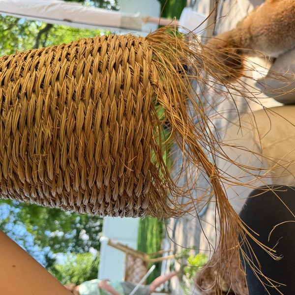 Panier paille tressée - jouets rétro jeux de société figurines et