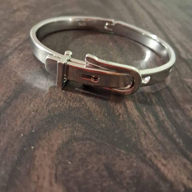 925 Sterling Silver Belt Buckle Cuff Bracelet, Adjustable Unisex