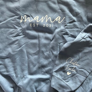 Custom Mama Sweatshirt With Date and Children Name on Sleeve, Mama ...