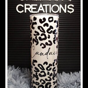 20 Oz Skinny Tumbler Black Leopard Wrap Tapered Straight Template ...