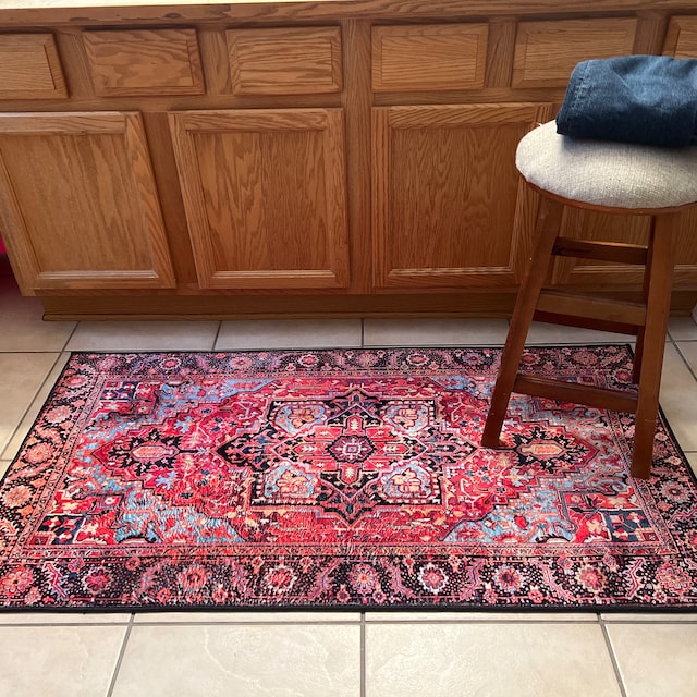 2x3 3x5 Turkish Rug, Vintage Red Coral Brunt Orange Entryway Door