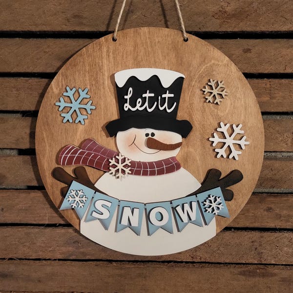 DIY Snowman Door Hanger Kit | Unfinished Wood Christmas Decor - Etsy