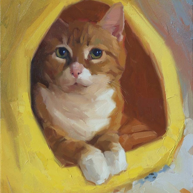 カスタムペット油絵：パーソナライズされた猫の肖像画、ペットの記念碑