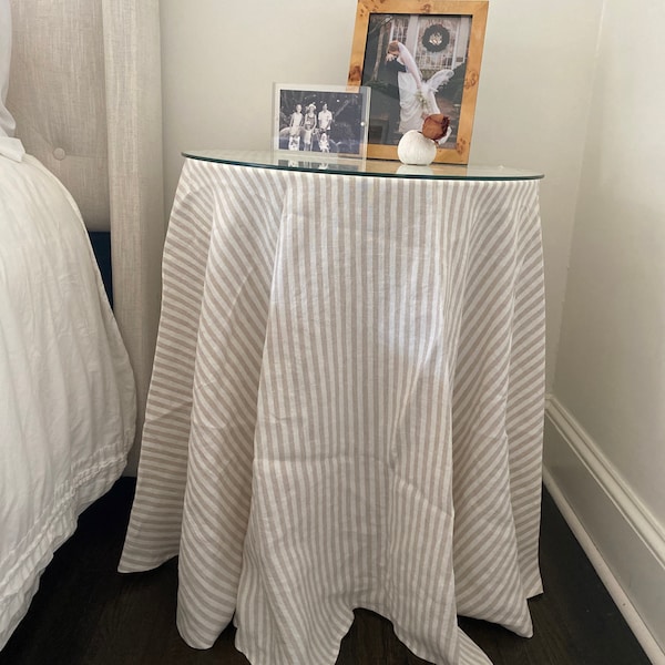 Striped tablecloth ruffle Kitchen linen