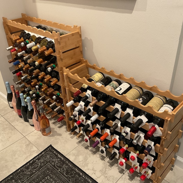 72 Bottle Bamboo Wine Rack - Modular and Stackable - 8 Tier - Etsy