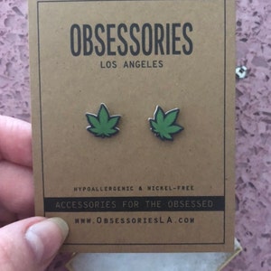 Marijuana Leaf Earrings, Weed Jewelry, Marijuana Lover, Cannabis Jewelry, Handmade, Pot Leaf...