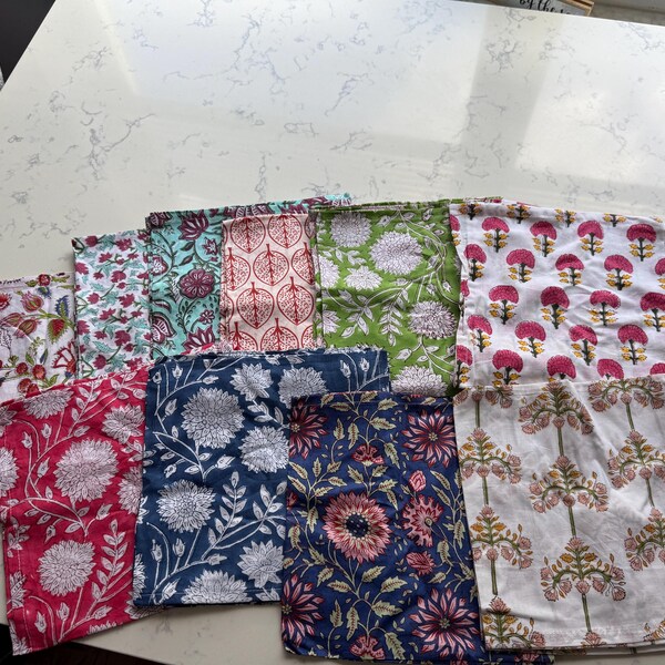 Assorted Cloth Napkins Set 100 Pack of Hand Block Printed Wedding ...