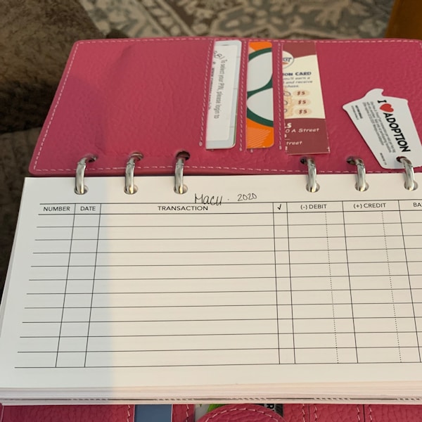 PRINTED Checkbook Register Inserts - Check Book Record Tracker ...