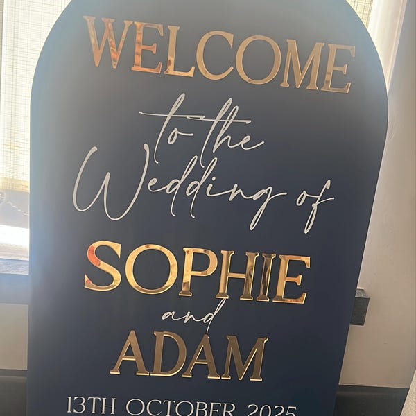 Frances Roxburgh Modern Arch Wedding Table Seating Plan Matte Pastel and Mirror Acrylic ...