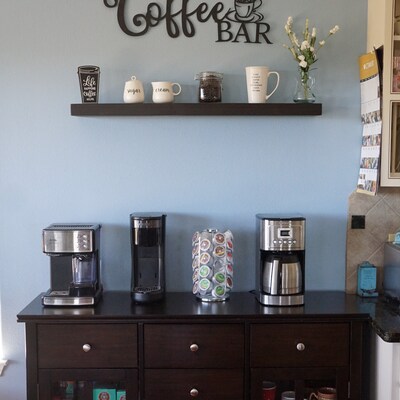 "Coffee" Word Art Wall Sign - Cursive Script Kitchen Or Home Decor Hanging