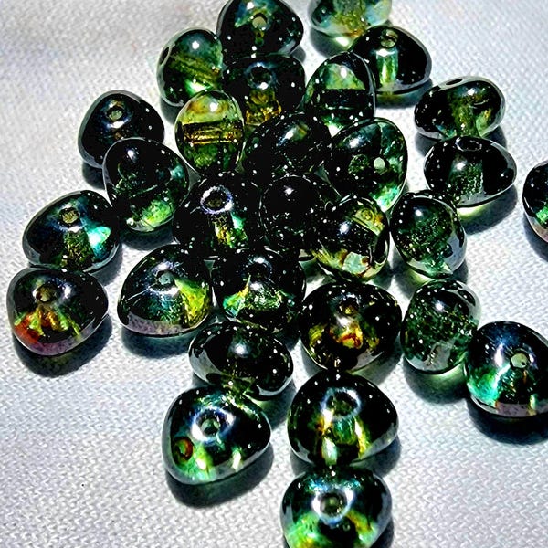 10mm Gray Cathedral Czech Glass Beads, Large Fre Polshed Faceted Ball