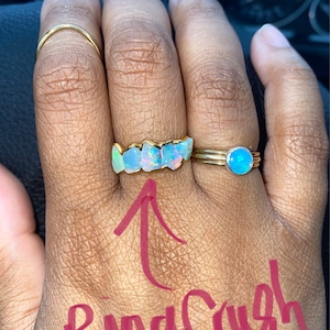 Customer photo from Andria, 5 Stone Raw Opal Ring in Yellow Gold