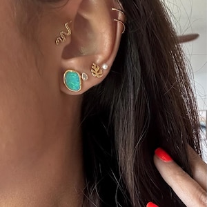 Customer photo from Andrea, Large Raw Australian Opal Stud Earrings