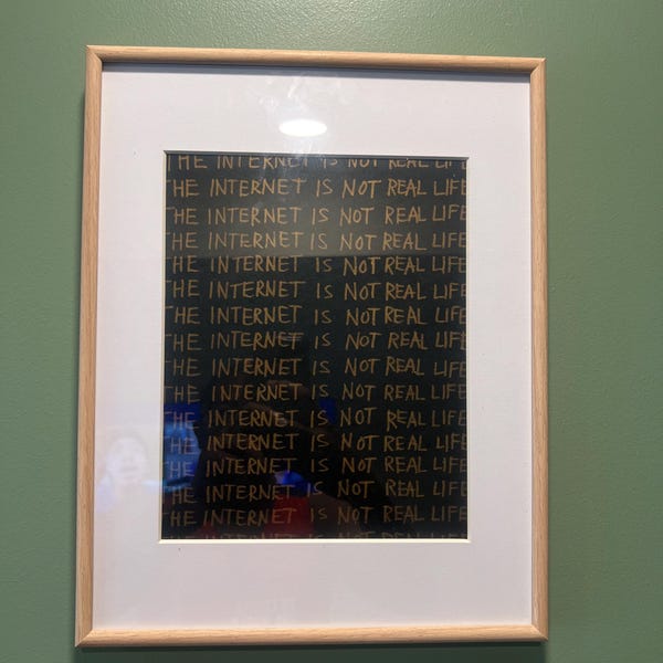Not Real Life Risograph Art Print - the Internet is Not Real Life, Gold on Black - Etsy