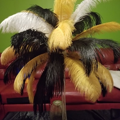 100pcs Black& Gold Ostrich Feather Plume for Wedding - Etsy