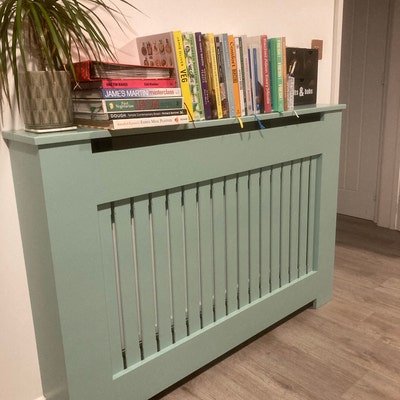Radiator Cover With Shoe Storage, Drawers and Solid Oak Top French Grey ...