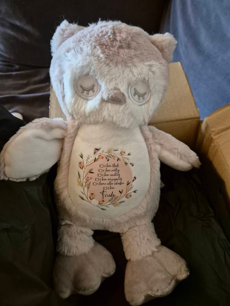 personalized plush toy | cuddly toy | school enrollment gift | gift for children | owl, sloth or rabbit | affirmation |