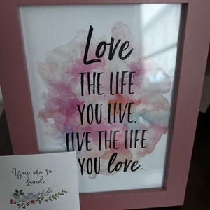 Bob Marley Print / Bob Marley Quote / Love the Life You Live Live