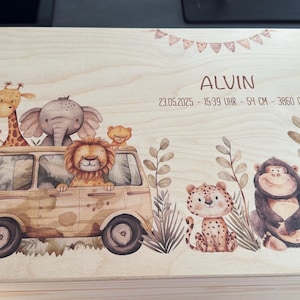 Personalized memory box with animal adventurers | For storing and decorating | Gift idea for baptism or birth