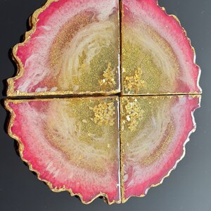 3D Resin Geode Art, Roses, Flowers, Leaves , Golden, Blue, Red Geode ...