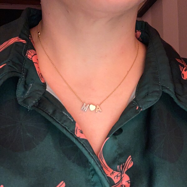 Tiny Gold Fill Initial Necklace, 
