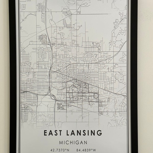 East Lansing Map Print Poster Canvas Michigan Map Print Poster Canvas Iap 3o28nogn 