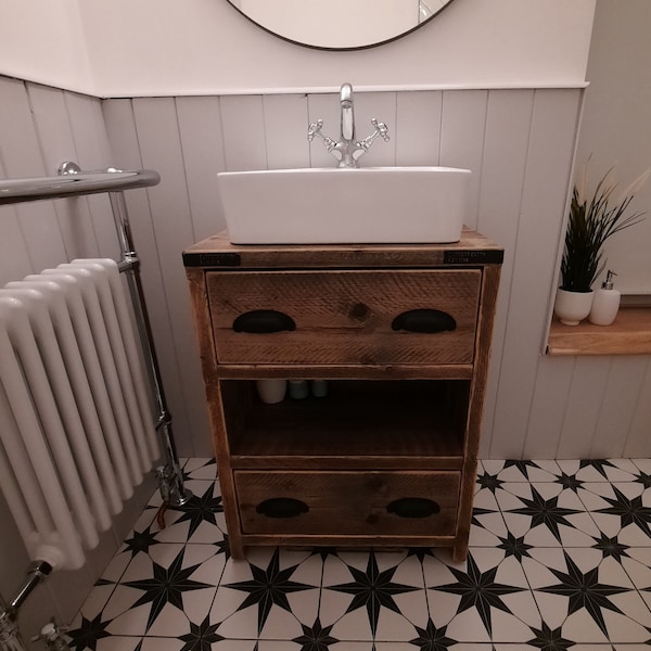 WALLINGTON Reclaimed Wood Rustic Bathroom Vanity Unit - Etsy UK