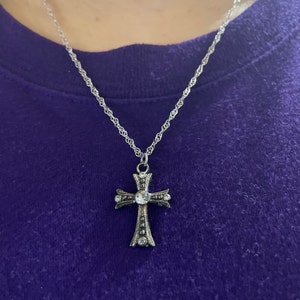 Silver Celestial Cross Necklace Pendant Gothic Grunge Coquette Vintage ...