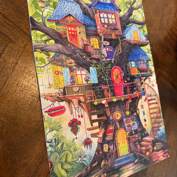Fantasy Tree House Jigsaw Puzzle Abstract Whimsical Landscape Puzzles ...