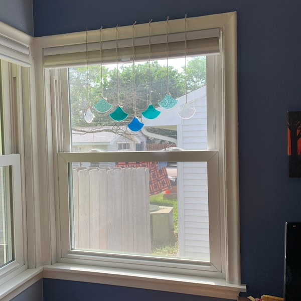 Japan Wave Pattern Stain Glass Art Suncatcher, Window, Boho Outside ...