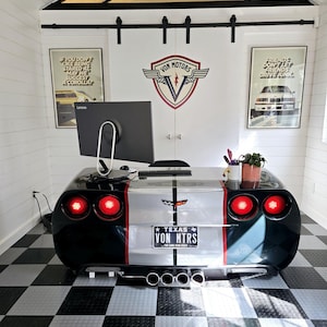 Custom Desk Made to Look Like a Car Mancave Garage Decor Office