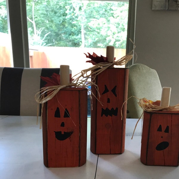 Handmade Wood Pumpkins Gift, Rustic Halloween Decor, Pumpkin Decor ...