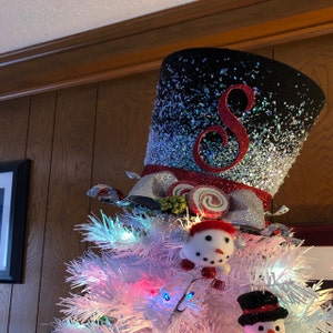 Christmas Tree Topper Top Hat Tree Topper Peppermint Christmas - Etsy