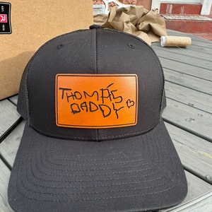 Custom Leather Patch Hat for Father's Day-engraved With 'dad' Writing ...