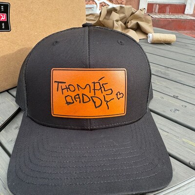 Custom Leather Patch Hat for Father's Day-engraved With 'dad' Writing-personalized Unique Gift ...