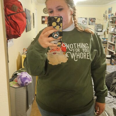 "Nothing For You Whore" Sweatshirt - Christmas Santa Themed Unisex Casual Sweatshirt With Bold Print