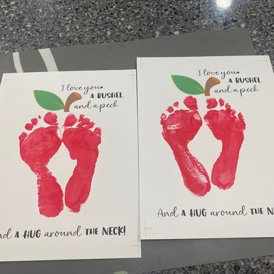 Apple Footprint Art, Handprint Art Craft for Kids, DIY Kids Craft, Love