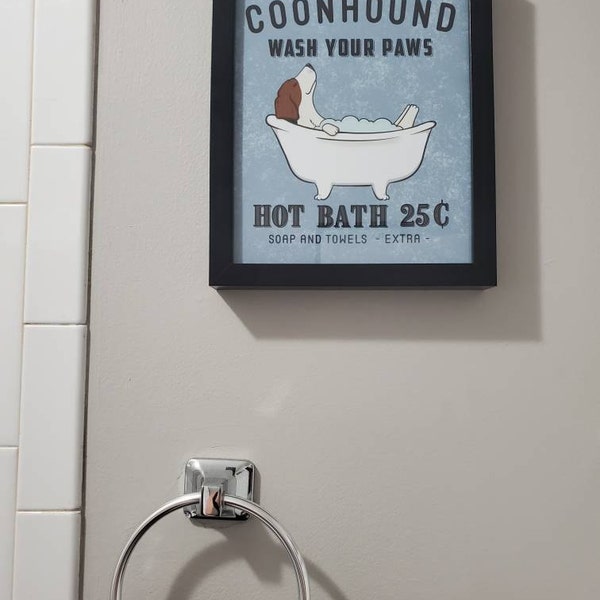 Coonhound Bathroom Wall Decor, Dog Funny Bathroom Art Print, Bathroom Signs, Bath Quote Wall Art ...