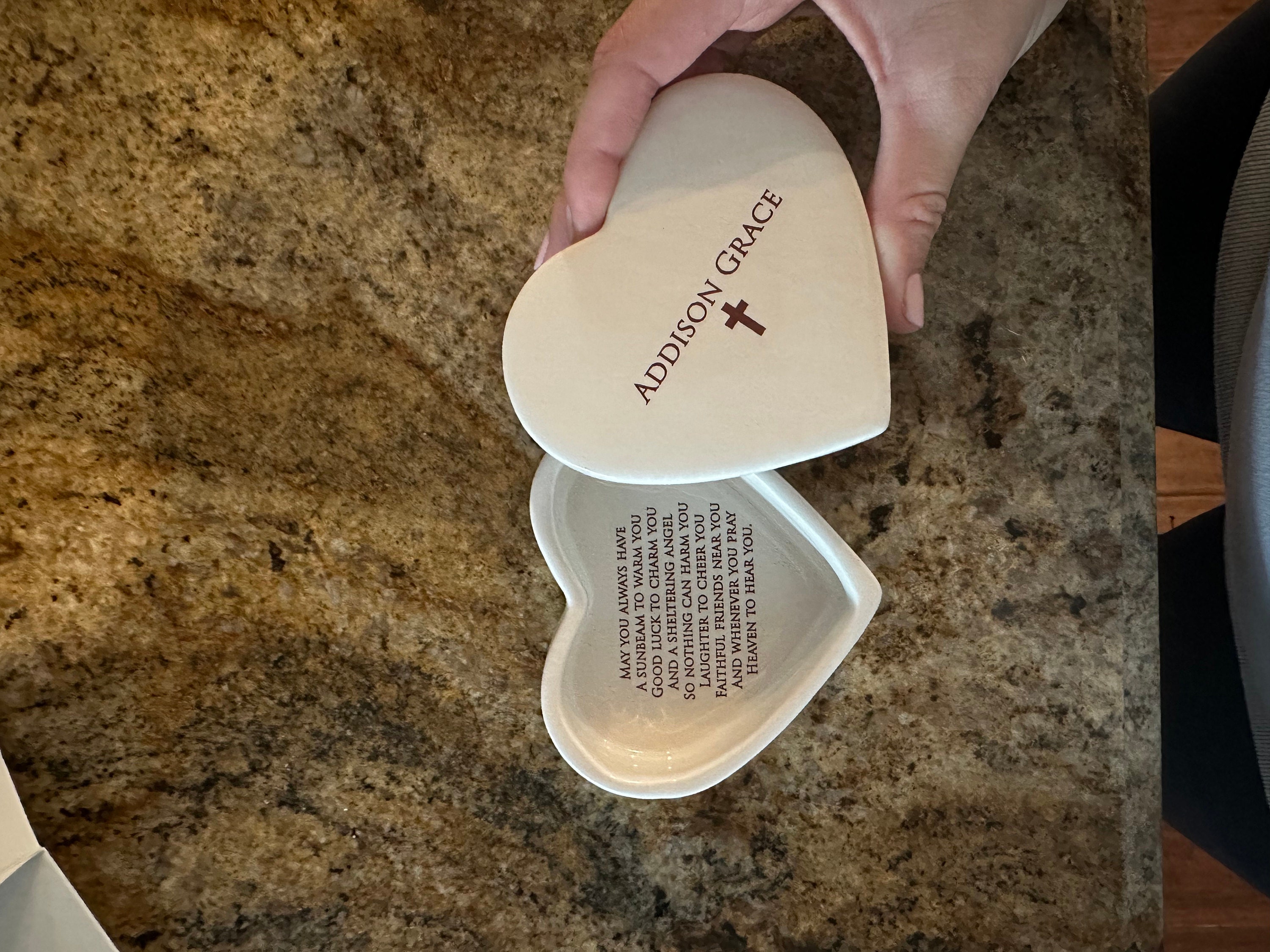 Personalized Baptism Gift, First Communion Gift, Confirmation Gift, Godchild Gift, Goddaughter Gift -With Irish Blessing -Heart Keepsake Box