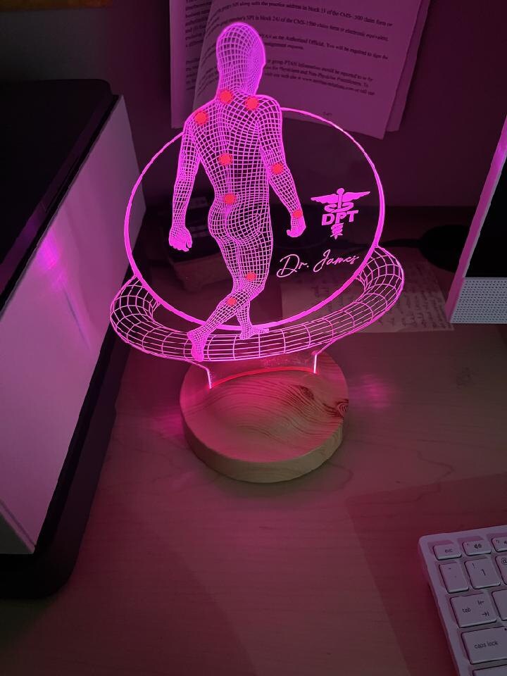 Physical Therapist Personalized 3D Lamp, Doctor Of Physical Therapy Graduation Gift, DPT Graduation, Doctor Of Physiotherapy, Assistant Gift