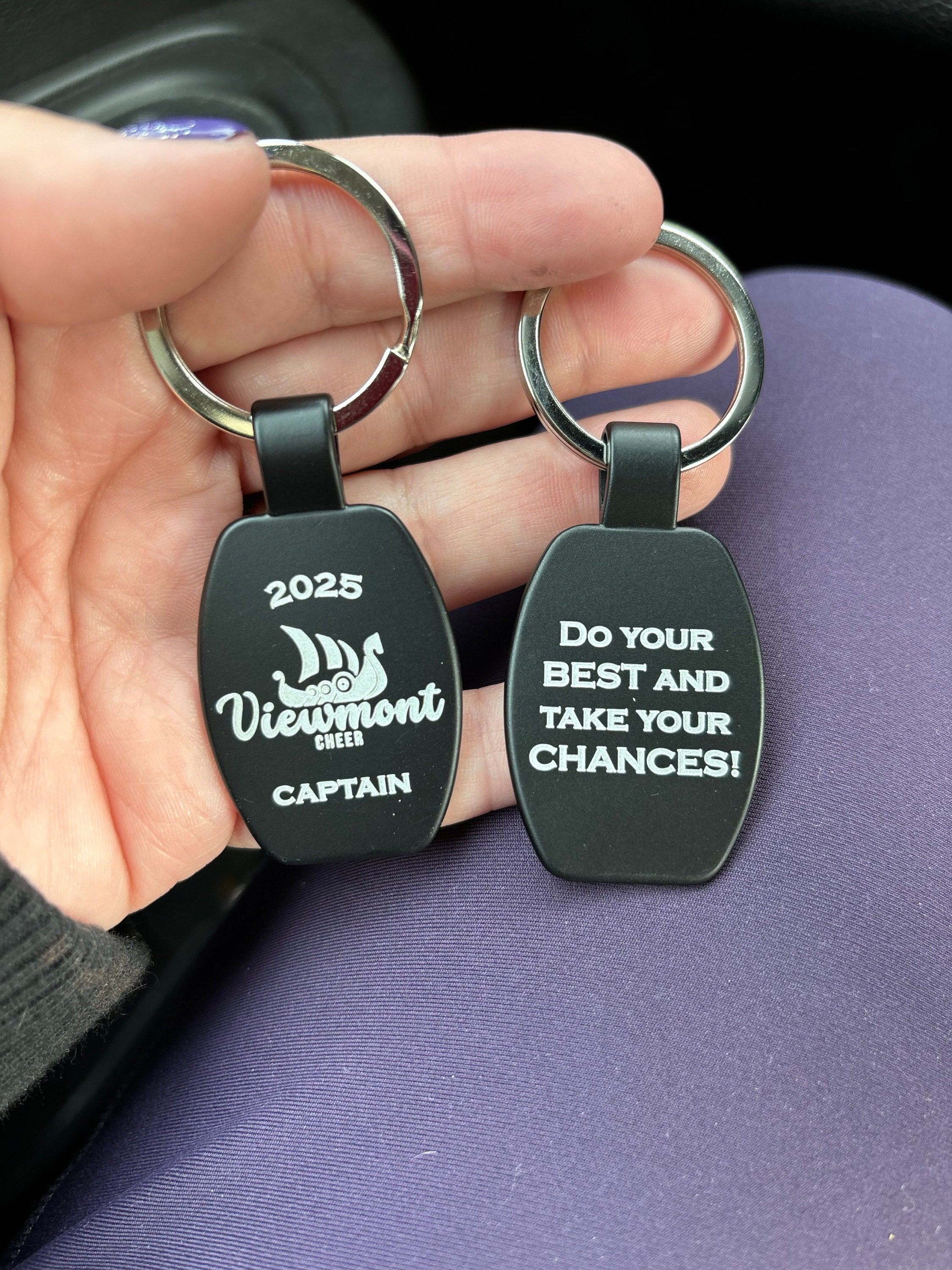 Customer photo of Custom Logo Etched Metal Keychain from AMY